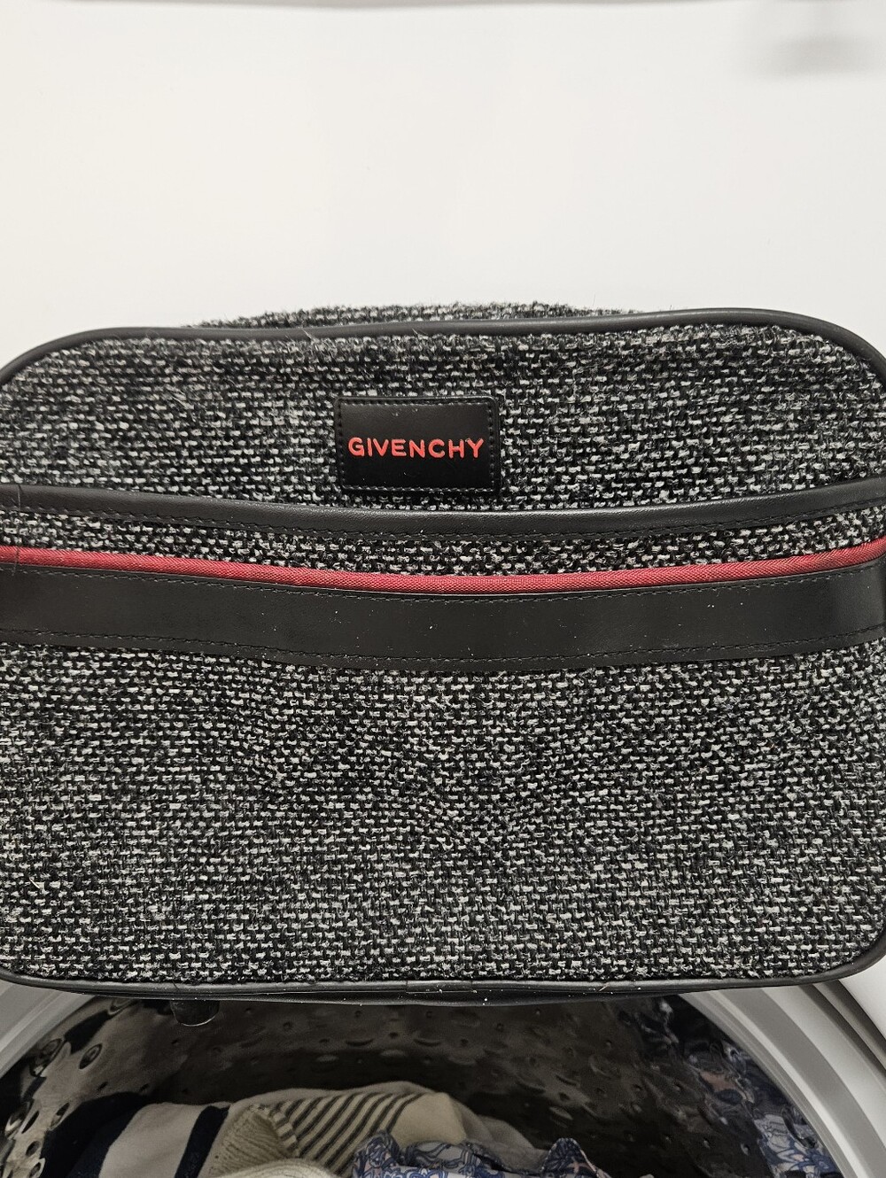Givenchy VINTAGE Tweed Carry On  Bag in Black with Red Accents